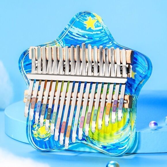 Kalimba Acrylic Thumb Piano 17 Keys With Tuner Hammer Instrument, Van Gogh Star - Picture 1 of 9